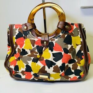 Relic  Blake Flower Purse / Satchel Handbag Tortoise Shell Plastic Ring Handle